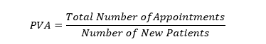 PVA = total number of appointments / number of new patients